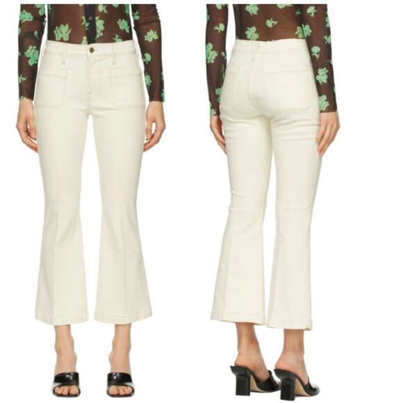 FRAME | Le Bardot Cropped Flare Leg Jeans in Ecru - Picture 2 of 11